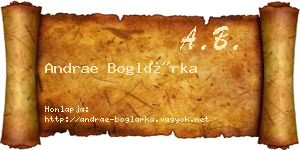 Andrae Boglárka névjegykártya