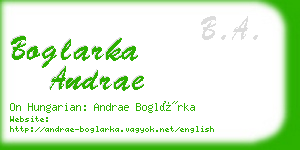 boglarka andrae business card